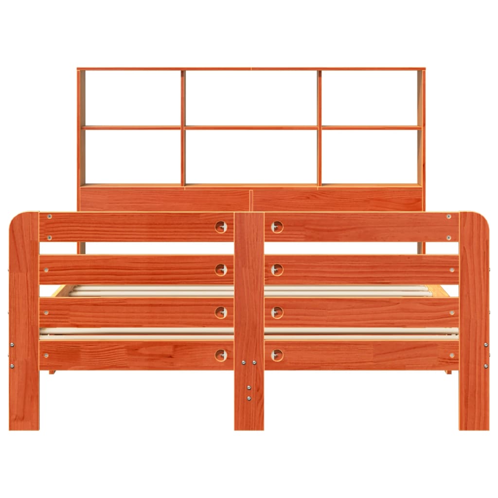 Cadre de lit sans matelas cire marron 135x190cm bois pin massif - XIOS