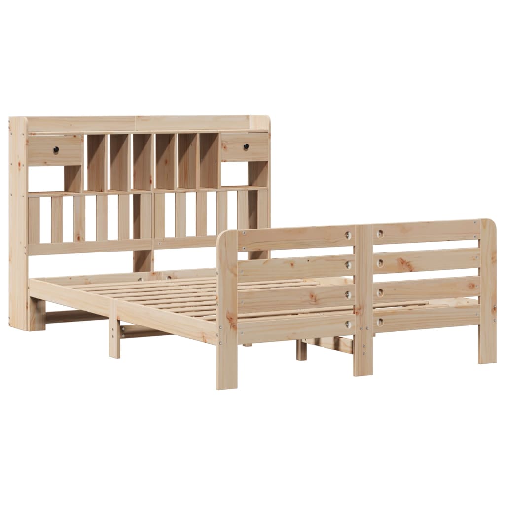 Lit bibliothèque sans matelas 160x200 cm bois massif de pin - XIOS