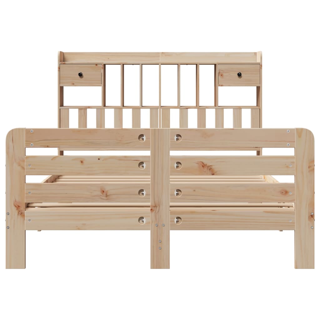 Lit bibliothèque sans matelas 160x200 cm bois massif de pin - XIOS