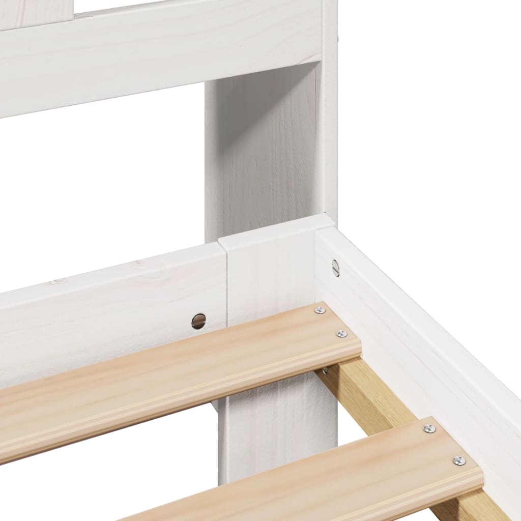 Lit bibliothèque sans matelas blanc 180x200 cm bois pin massif - XIOS