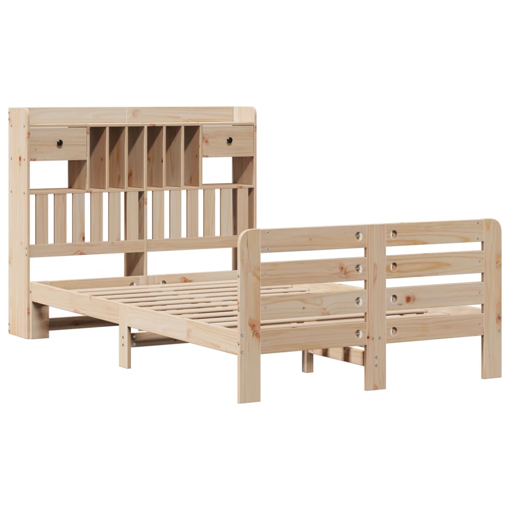 Lit bibliothèque sans matelas 135x190 cm bois de pin massif - XIOS