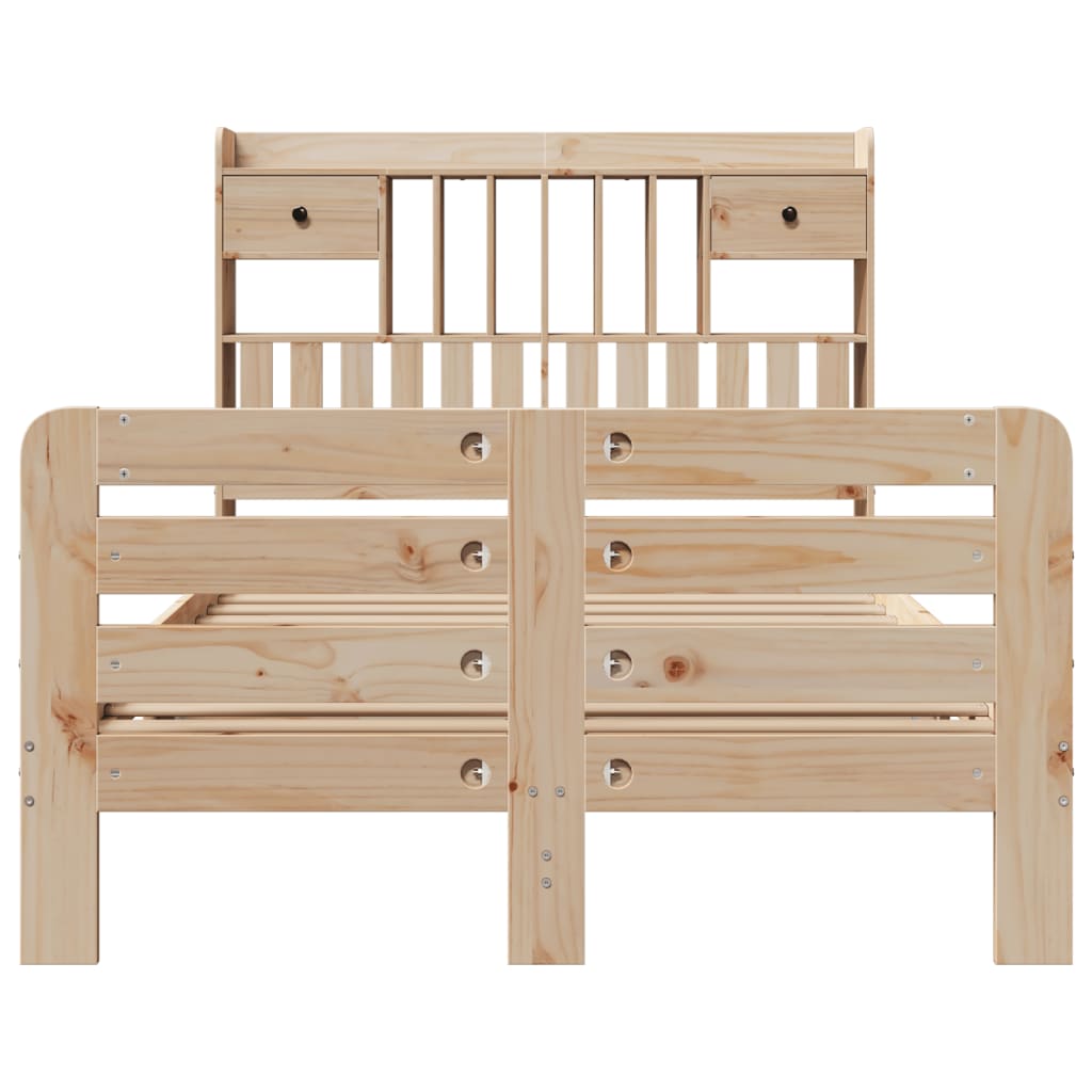 Lit bibliothèque sans matelas 135x190 cm bois de pin massif - XIOS