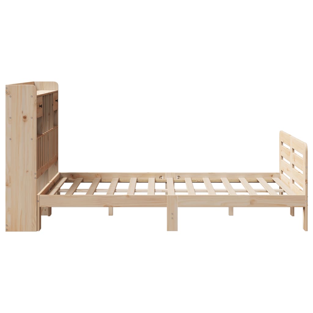 Lit bibliothèque sans matelas 135x190 cm bois de pin massif - XIOS