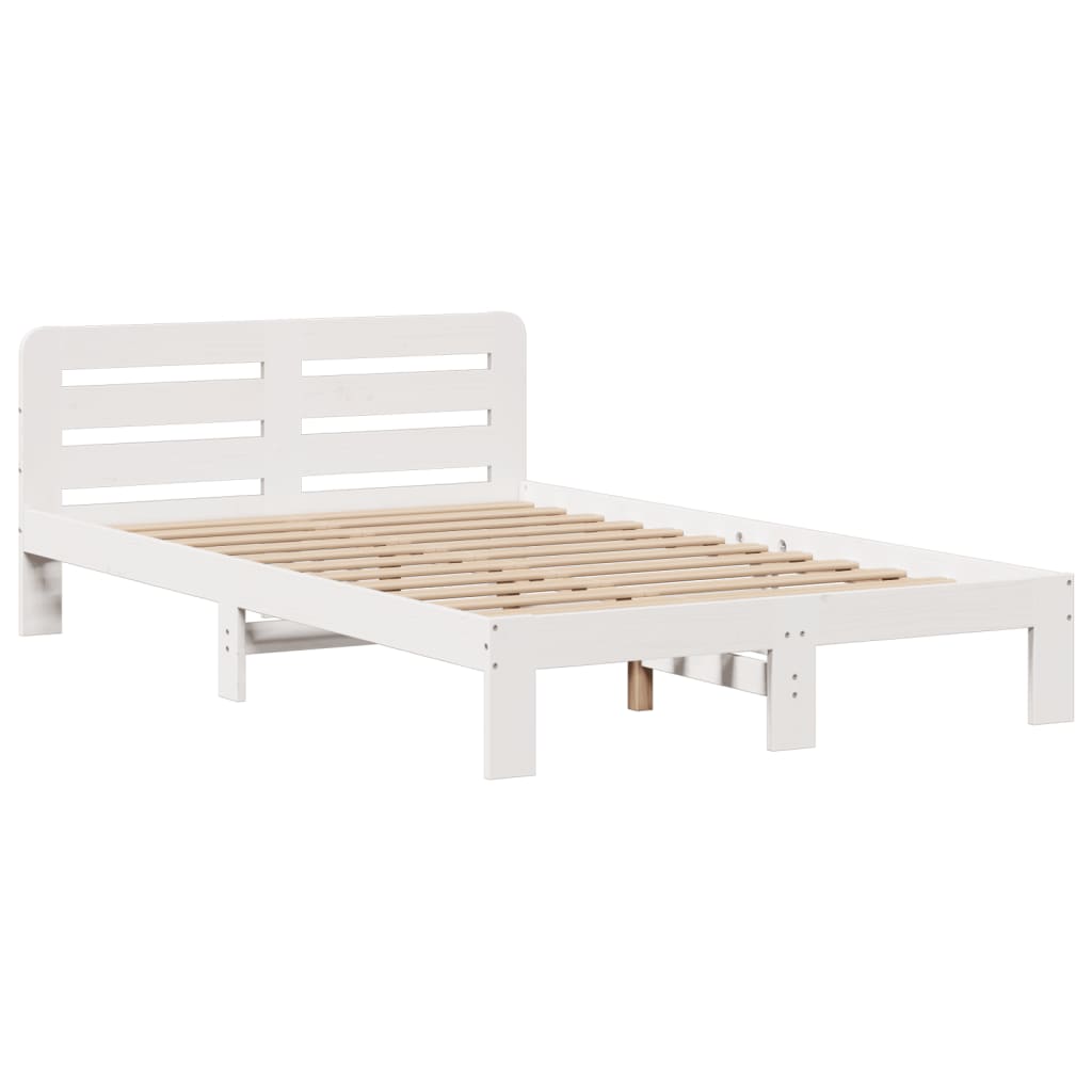 Lit bibliothèque sans matelas blanc 135x190 cm bois pin massif - XIOS