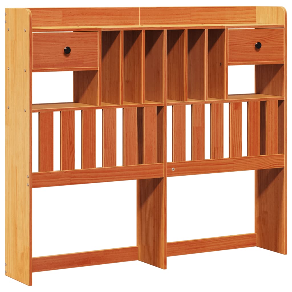 Lit bibliothèque sans matelas cire marron 135x190 cm pin massif - XIOS