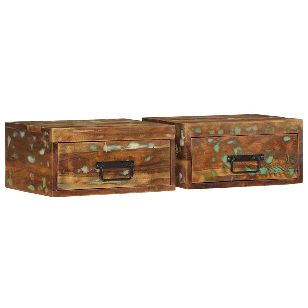 Tables de chevet murales 2 pcs bois massif de récupération - XIOS