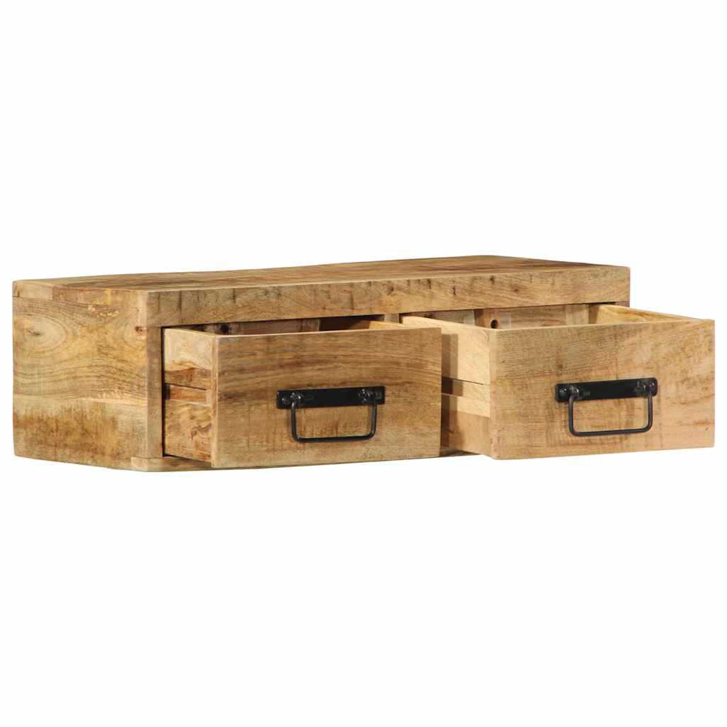 Meuble TV mural 60x30x19 cm bois massif de manguier brut - XIOS