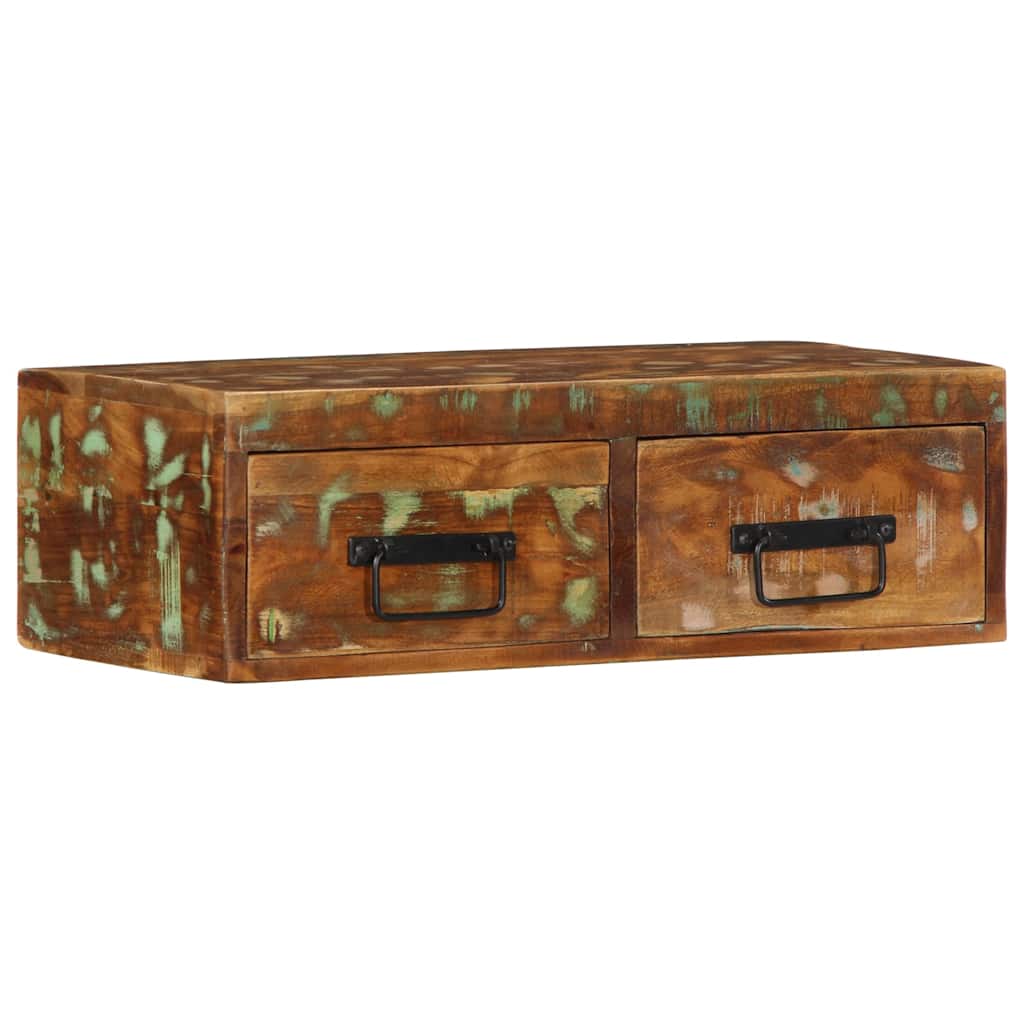 Meuble TV mural 60x30x19 cm bois massif de récupération - XIOS