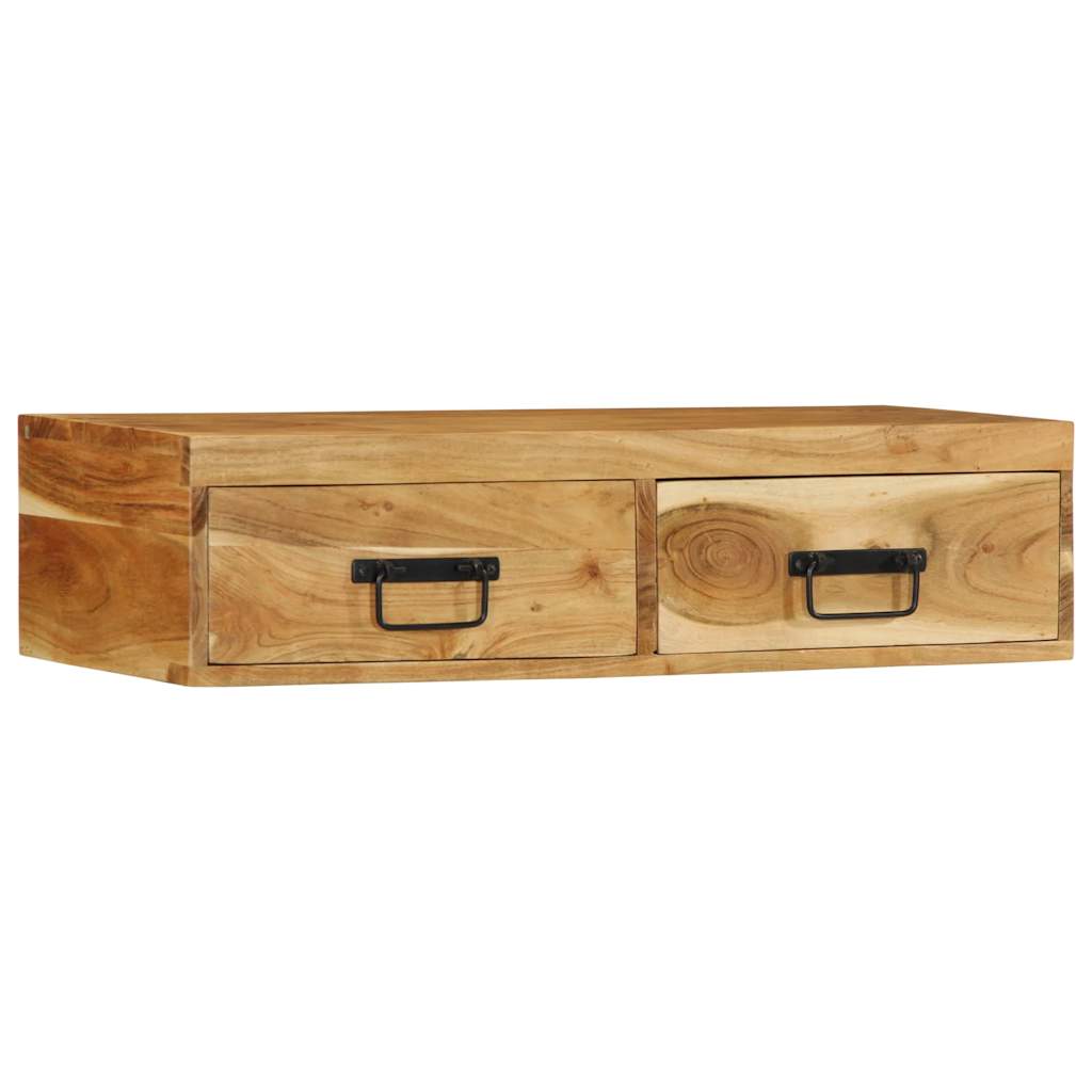 Meuble TV mural 80x30x19 cm bois massif d'acacia - XIOS