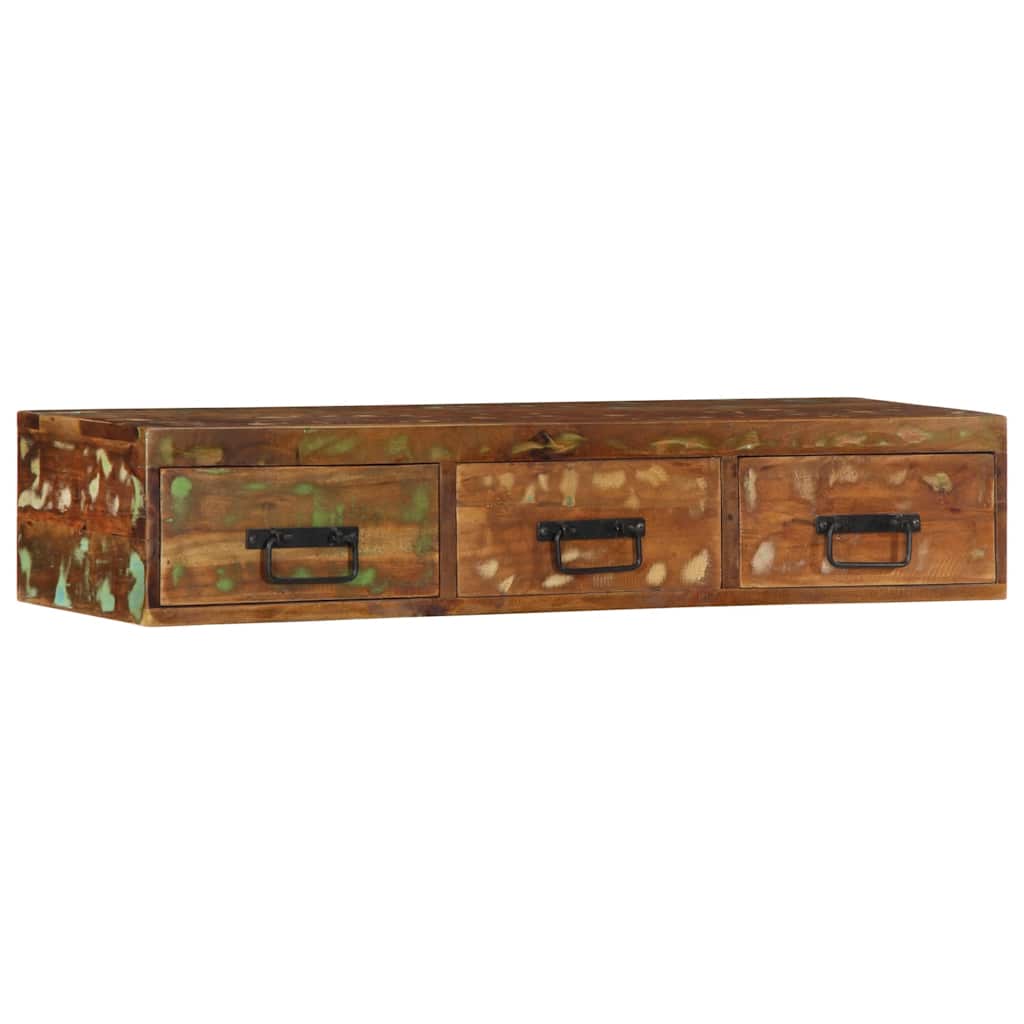 Meuble TV mural 100x30x19 cm bois massif de récupération - XIOS