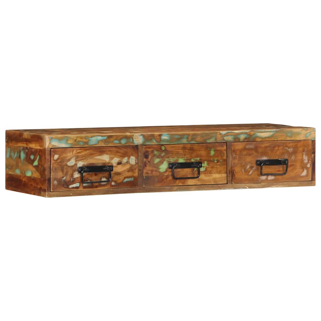 Meuble TV mural 100x30x19 cm bois massif de récupération - XIOS