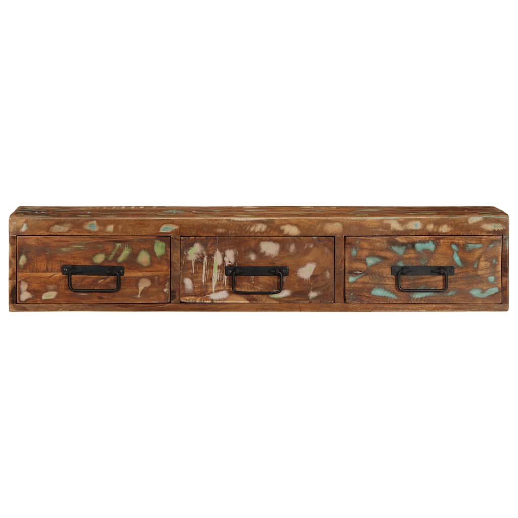 Meuble TV mural 100x30x19 cm bois massif de récupération - XIOS
