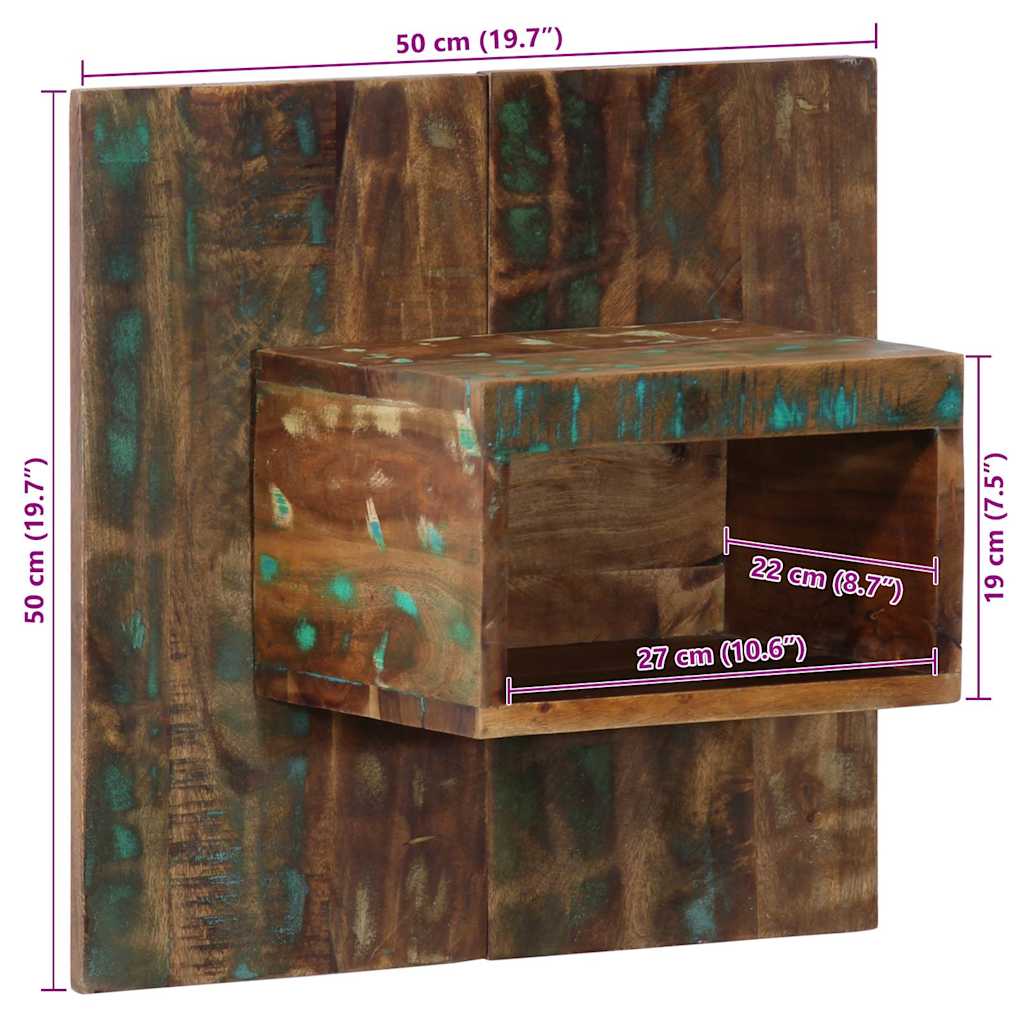 Table de chevet multicolore 50x27x50 cm bois de récupération - XIOS