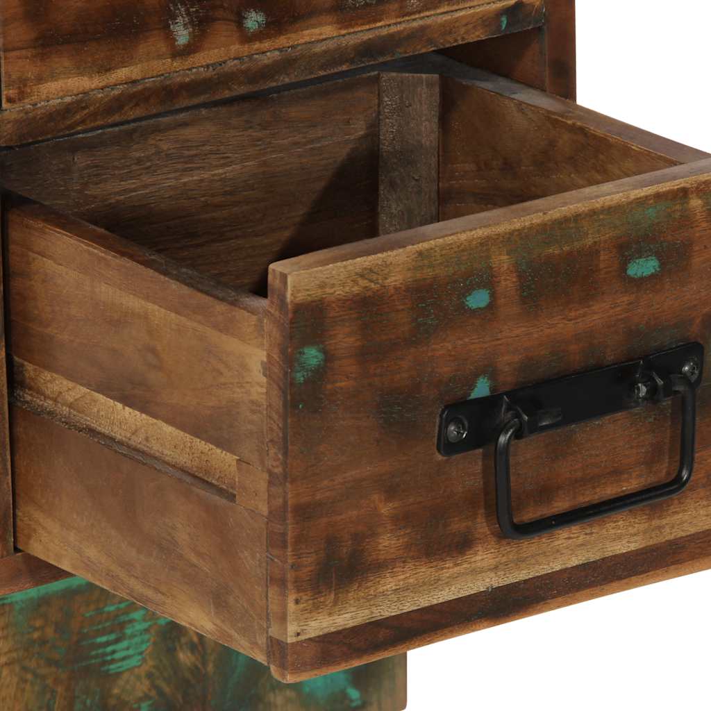 Table de chevet multicolore 60x32x80 cm bois de récupération - XIOS