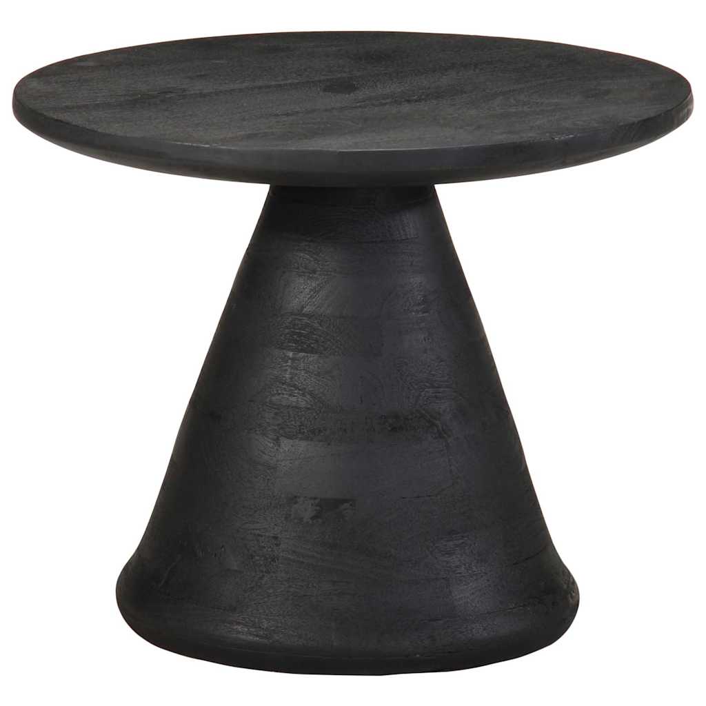 Table d'appoint noir Ø50x40 cm bois de manguier massif - XIOS