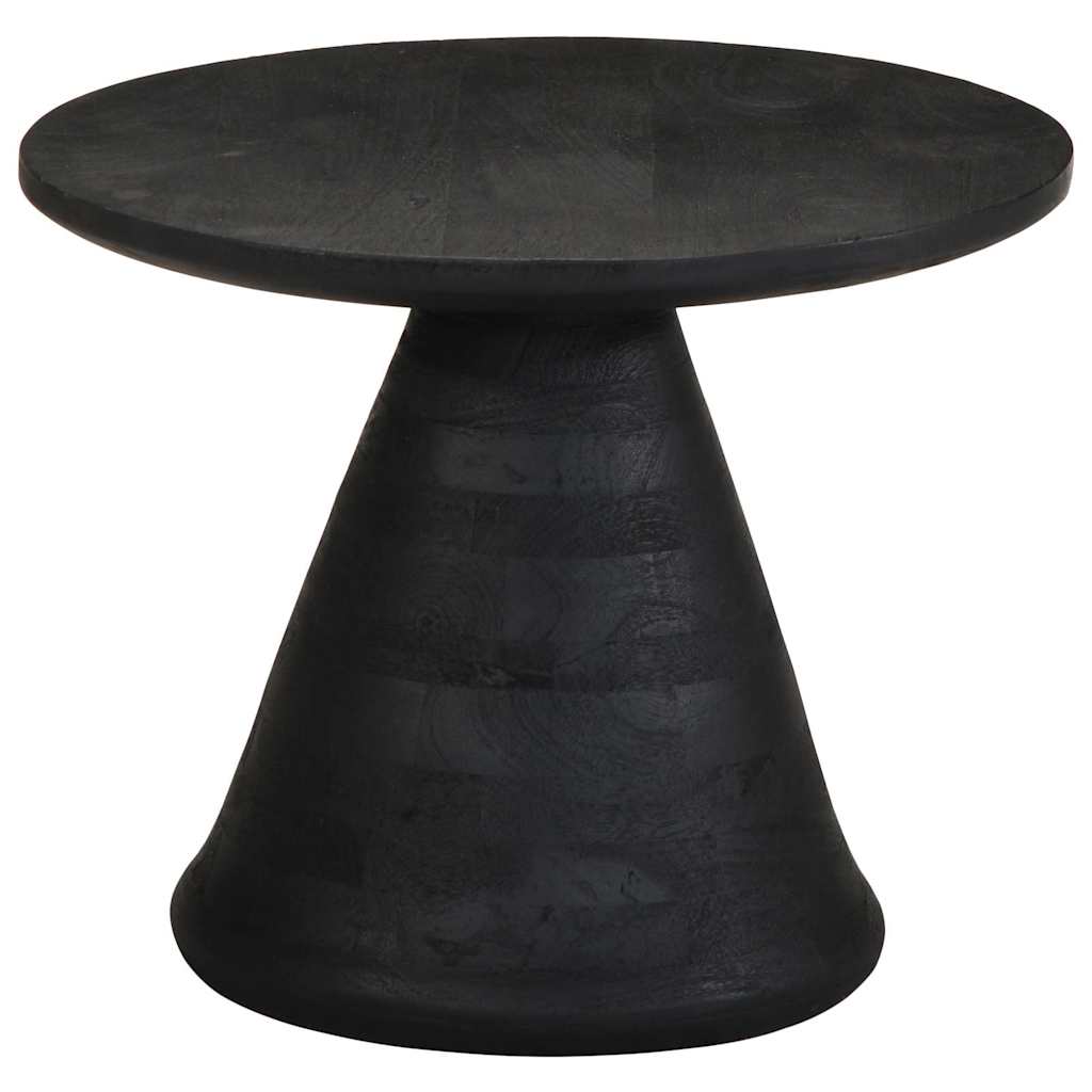 Table d'appoint noir Ø50x40 cm bois de manguier massif - XIOS
