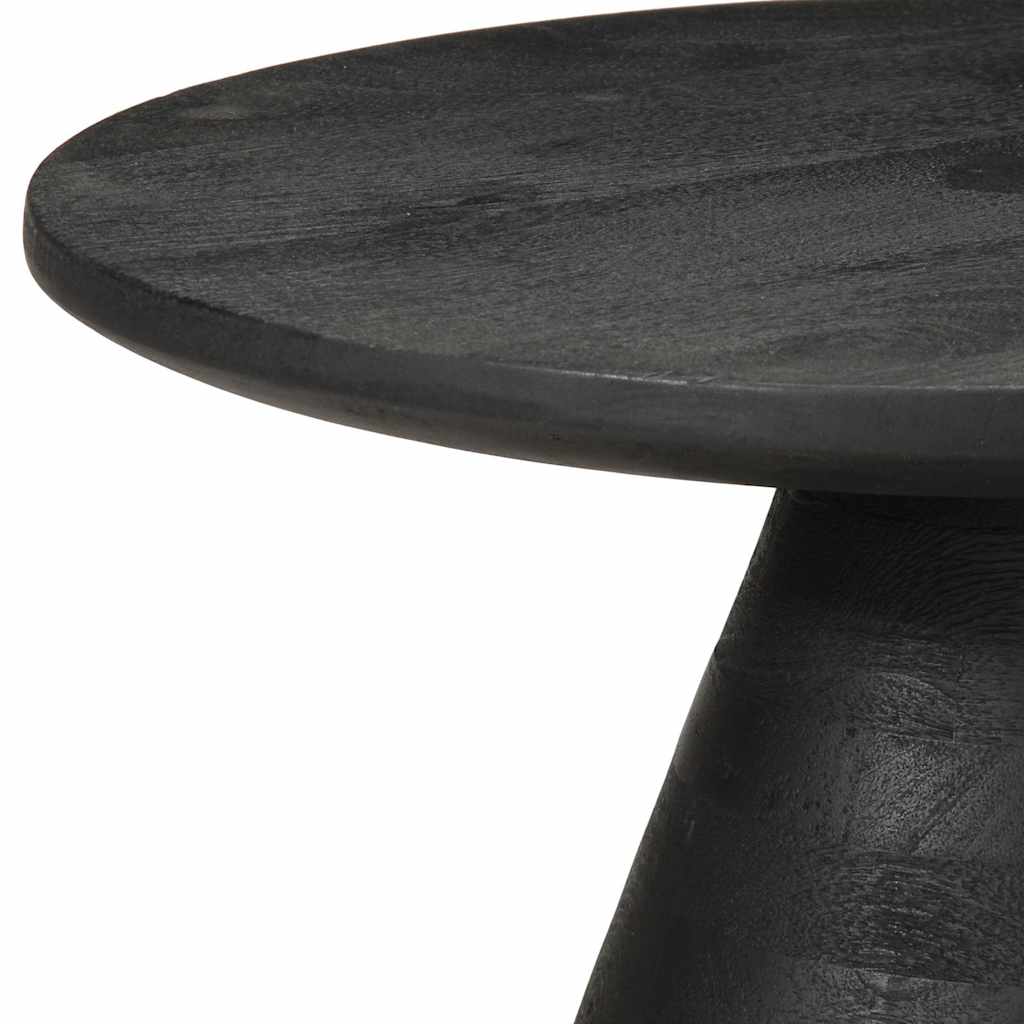 Table d'appoint noir Ø50x40 cm bois de manguier massif - XIOS