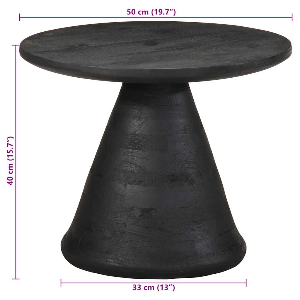 Table d'appoint noir Ø50x40 cm bois de manguier massif - XIOS