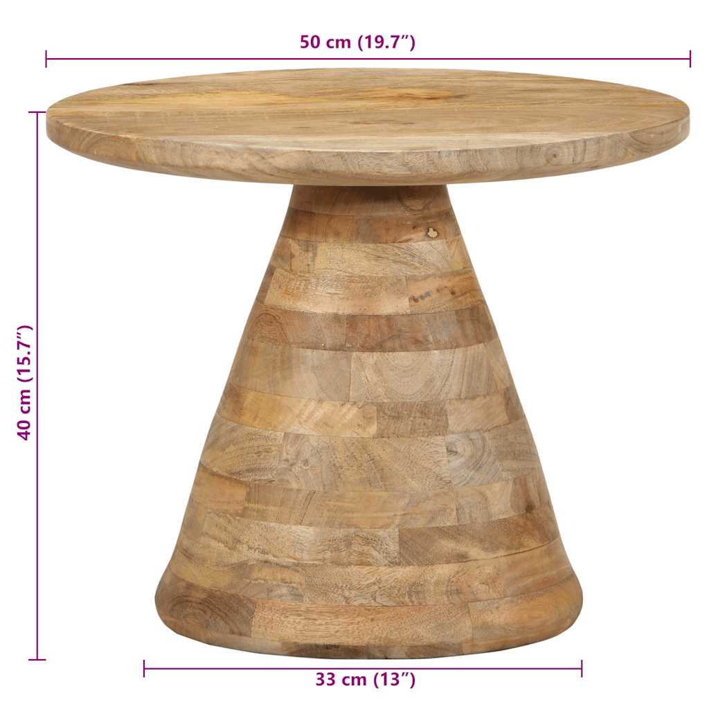 Table d'appoint Ø50x40 cm bois de manguier massif - XIOS