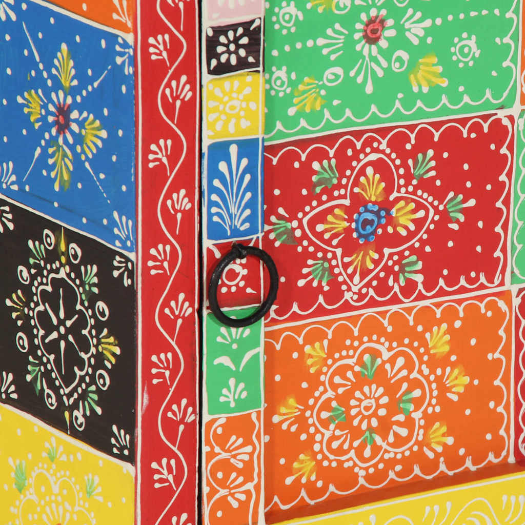 Table de chevet multicolore 40x35x45 cm bois de manguier solide - XIOS