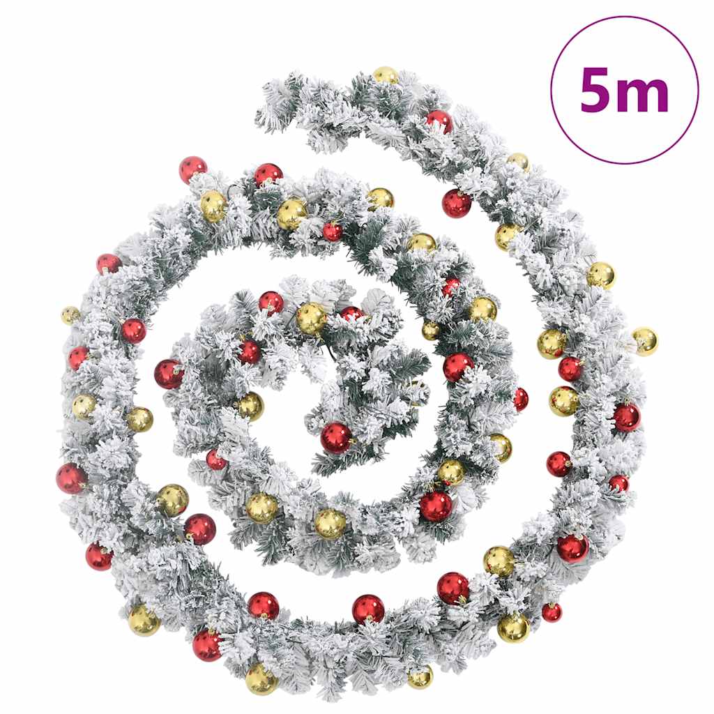 Guirlande de Noël avec boules et lumières LED vert 5 m PVC - XIOS