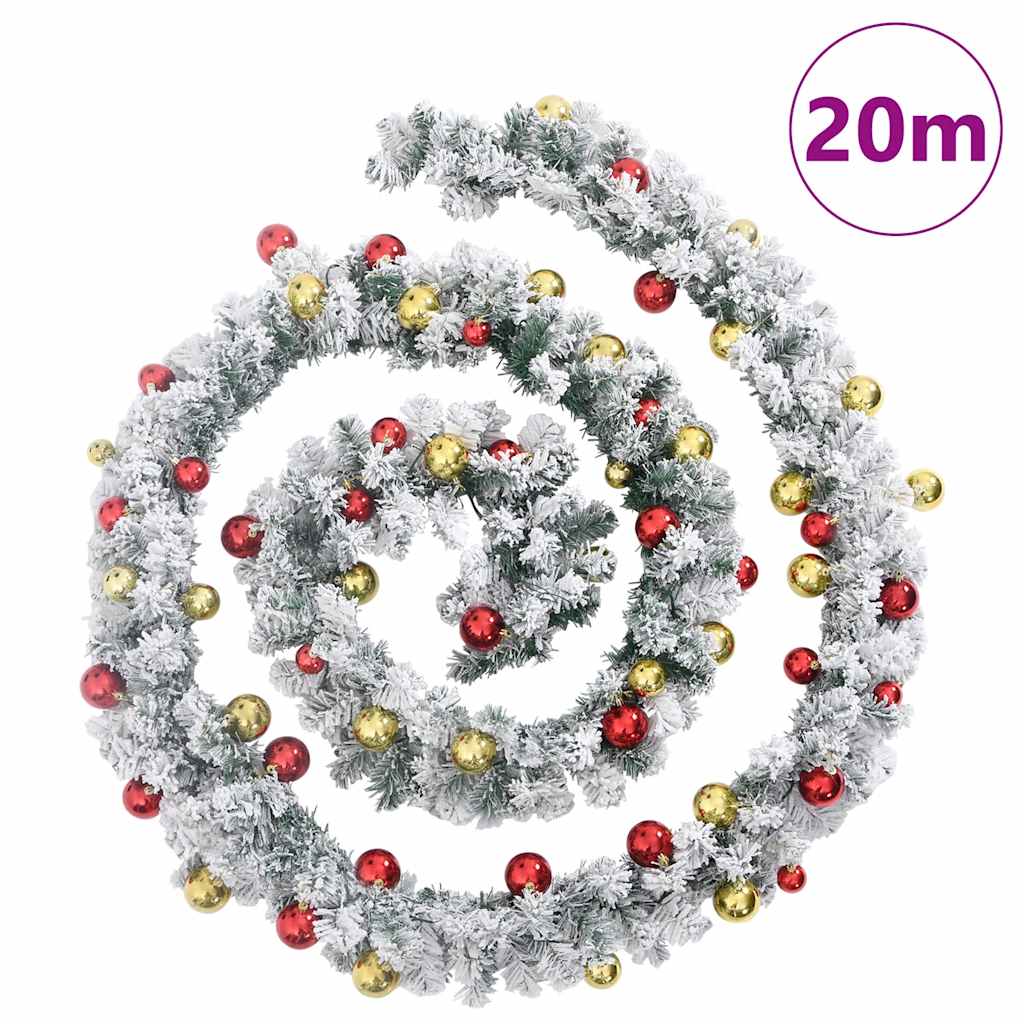 Guirlande de Noël avec boules et lumières LED vert 20 m PVC - XIOS