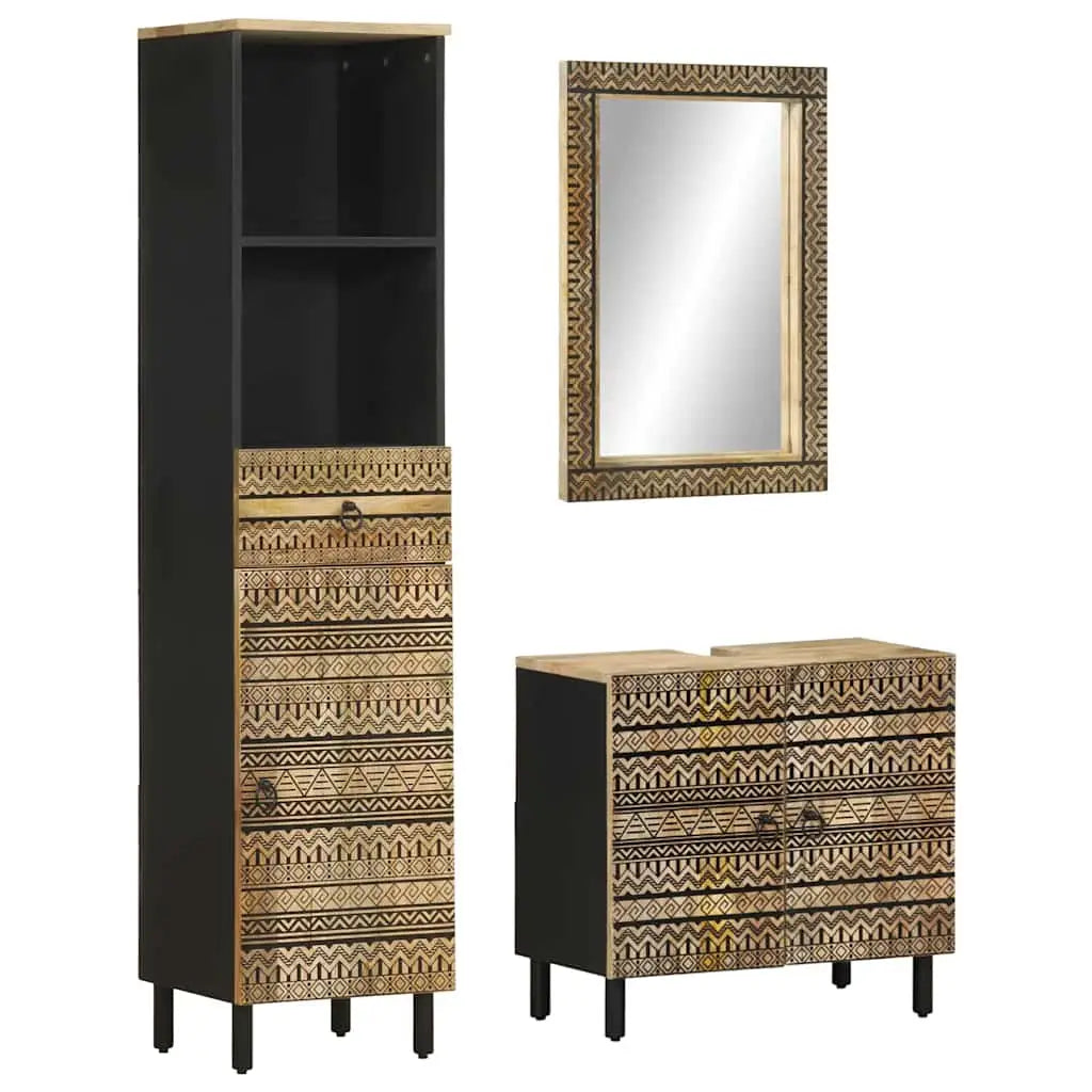 Ensemble de meubles de salle de bain 3 pcs bois manguier massif - XIOS