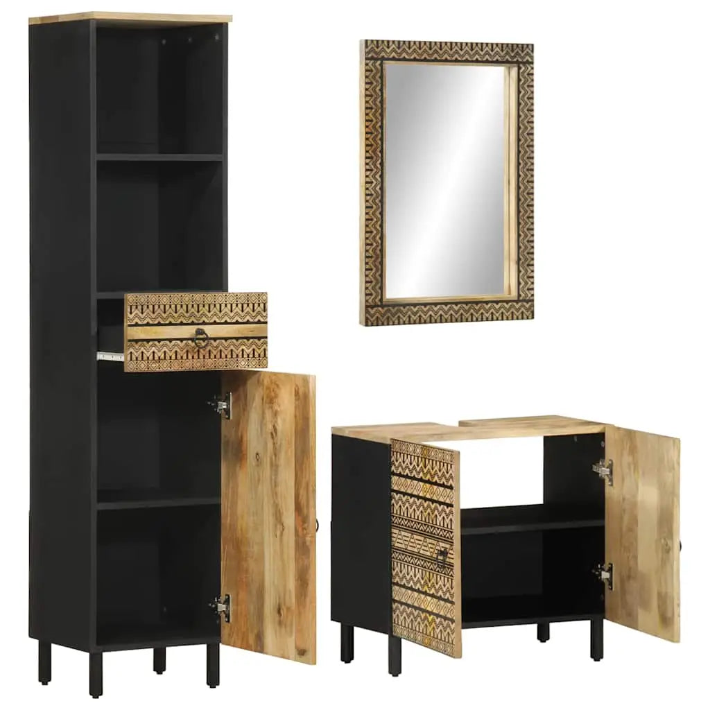 Ensemble de meubles de salle de bain 3 pcs bois manguier massif - XIOS