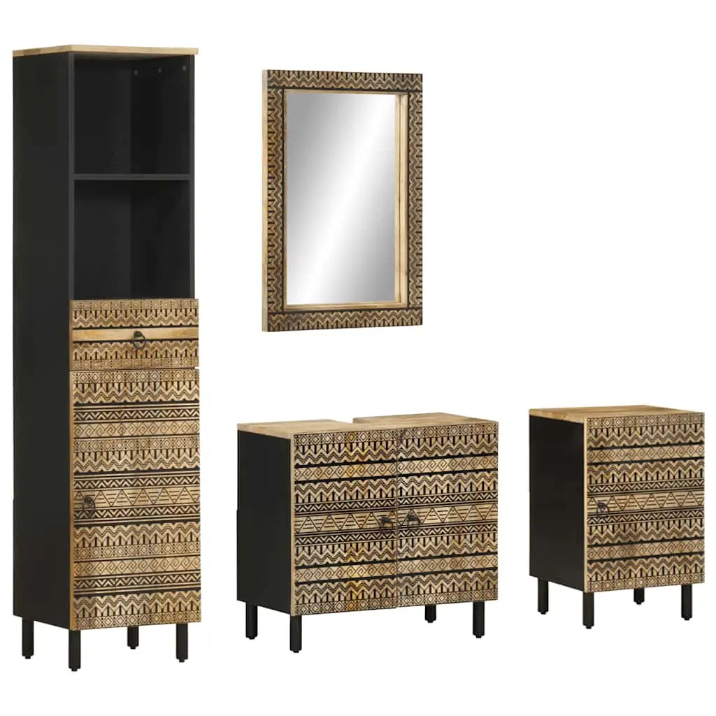 Ensemble de meubles de salle de bain 4 pcs bois manguier massif - XIOS