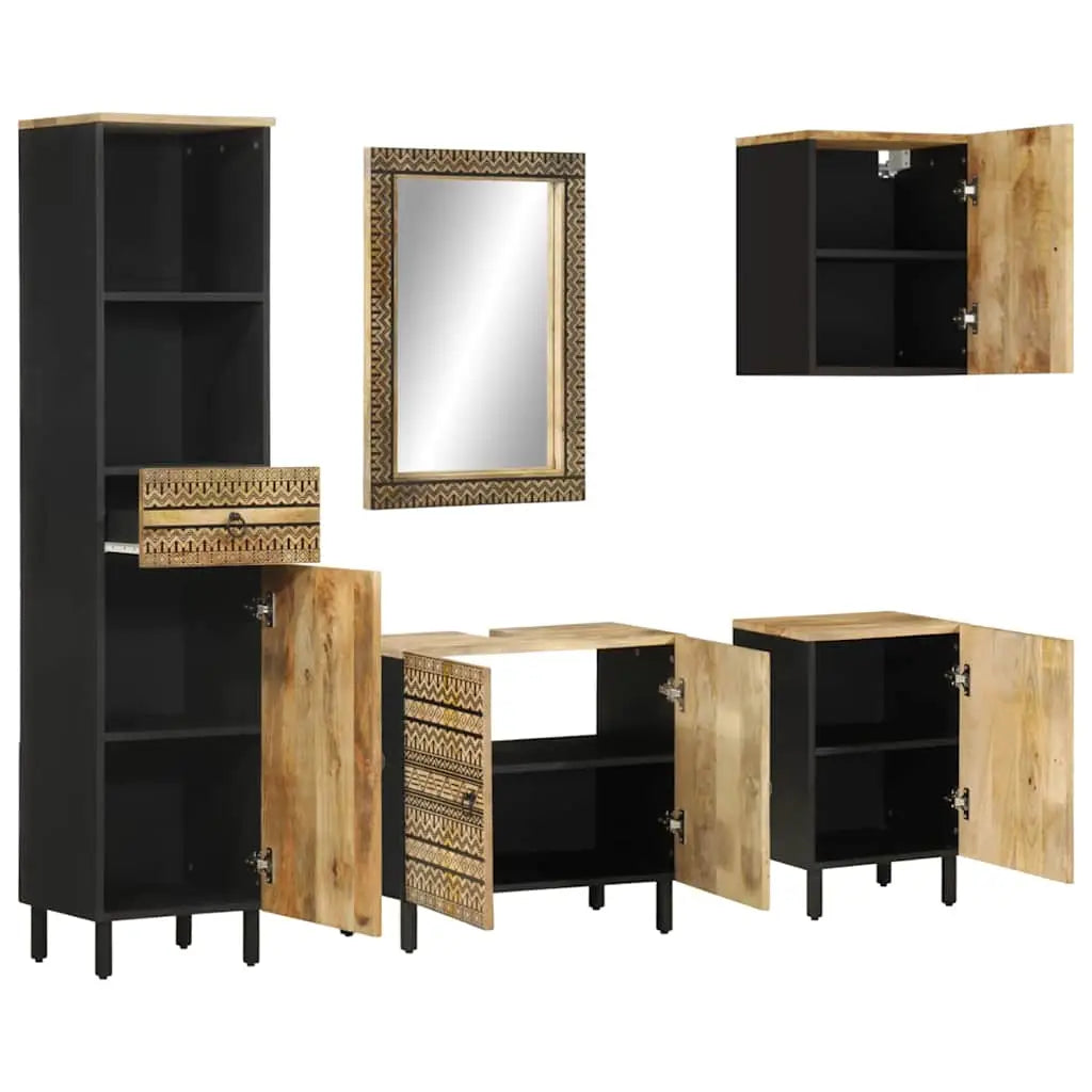 Ensemble de meubles de salle de bain 5 pcs bois manguier massif - XIOS