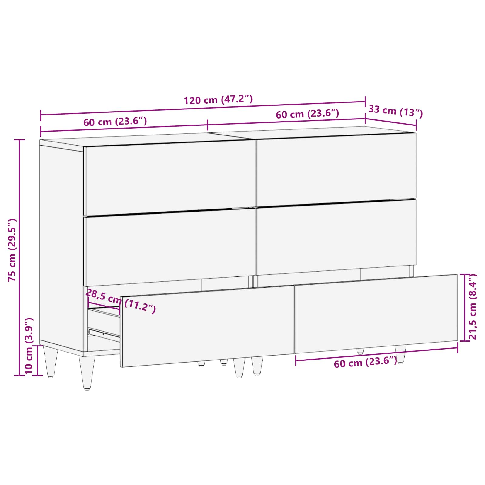 Armoires de rangement 2 pc 120 x 33 x 75 cm Multicolore