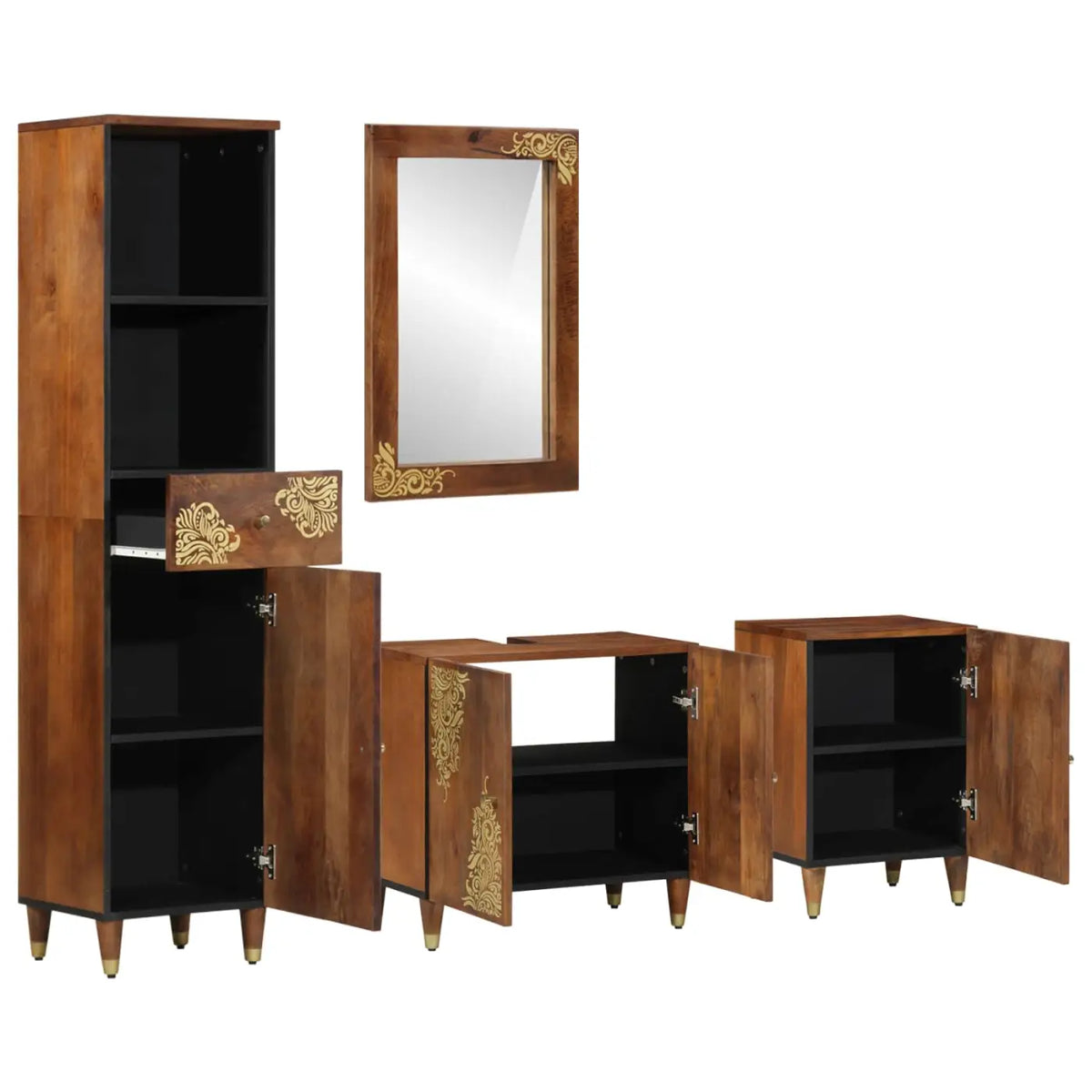 Ensemble de Meubles de Salle de Bain 4 pc Marron miel - XIOS