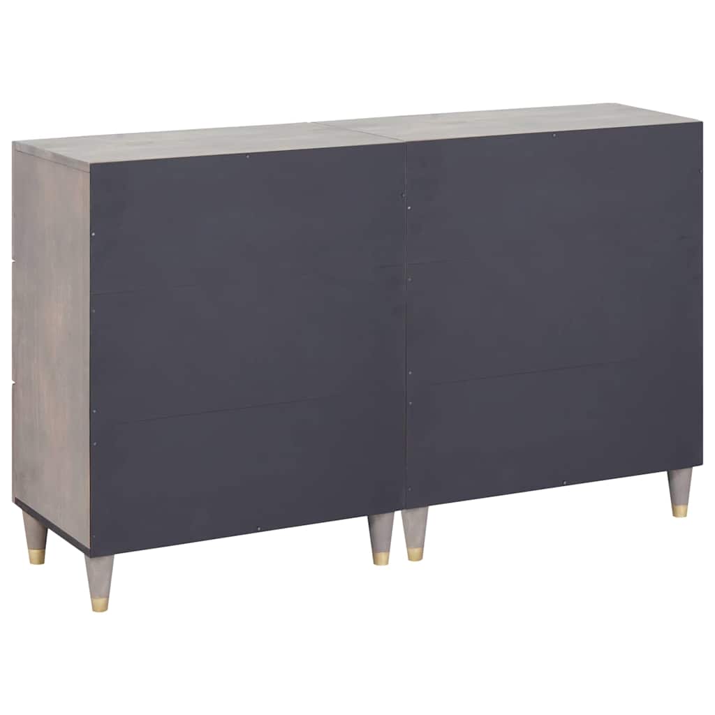 Buffet 2 pc 60 x 33 x 75 cm Bois de mangue massif Gris