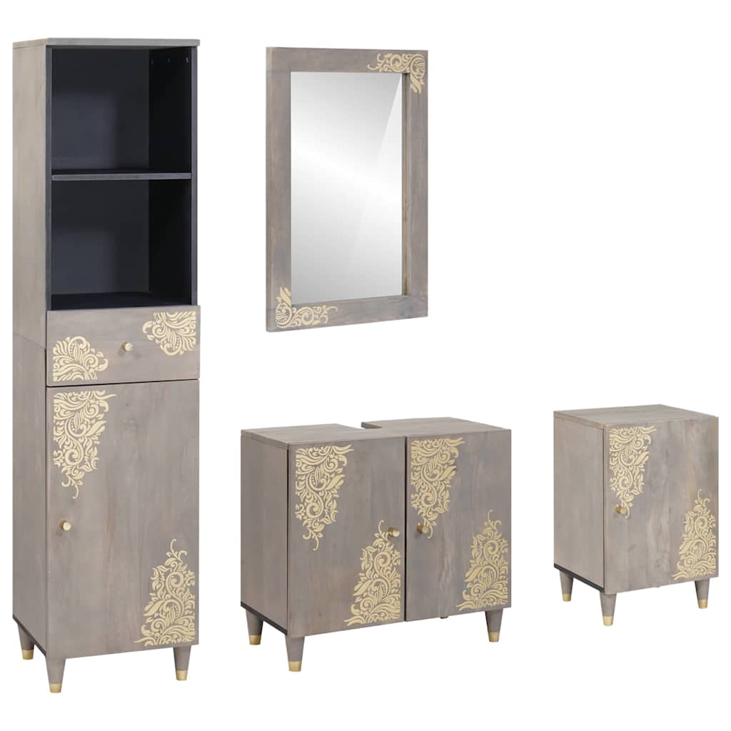 Ensemble de Meubles de Salle de Bain 4 pièces Gris