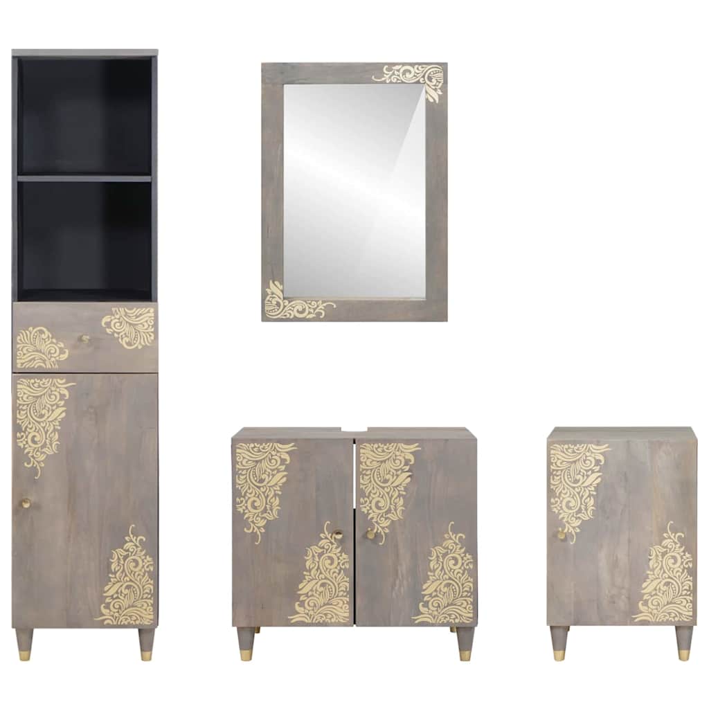 Ensemble de Meubles de Salle de Bain 4 pièces Gris