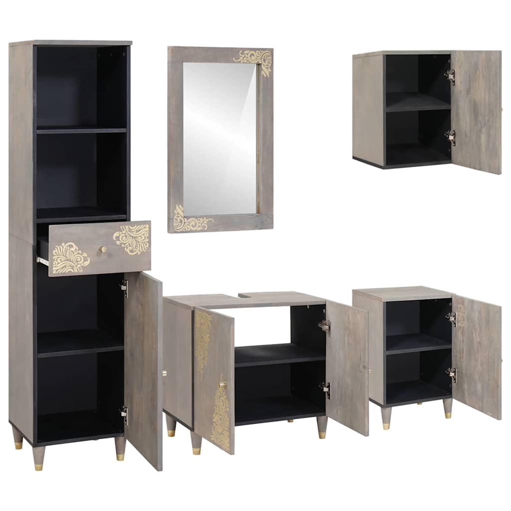 Ensemble de Meubles de Salle de Bain 5 pc Gris 62 x 33 x 58 cm