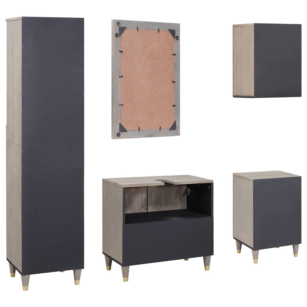 Ensemble de Meubles de Salle de Bain 5 pc Gris 62 x 33 x 58 cm