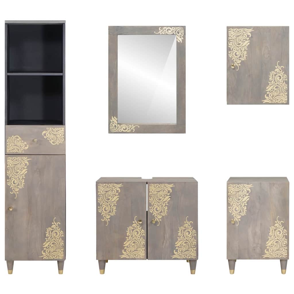 Ensemble de Meubles de Salle de Bain 5 pc Gris 62 x 33 x 58 cm