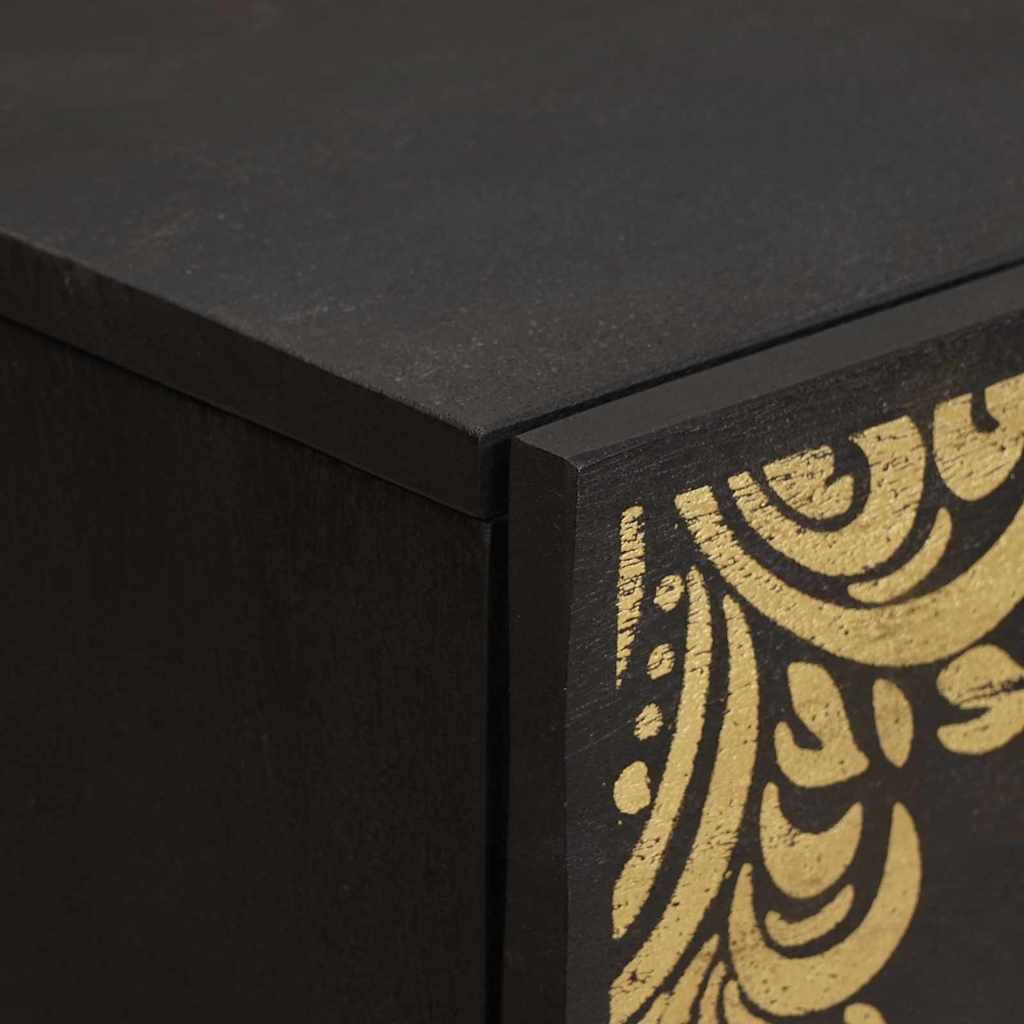 Buffet 2 pc 60 x 33 x 75 cm Bois de mangue massif Noir