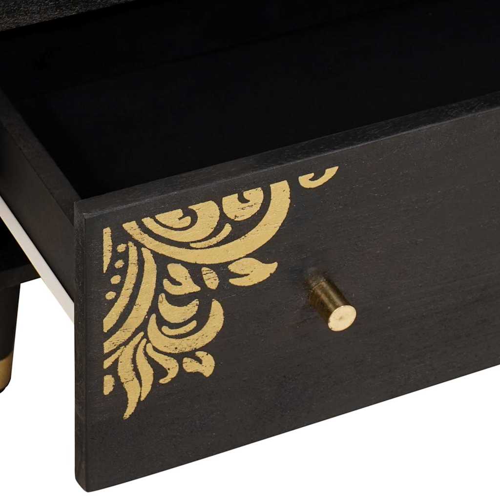 Buffet 2 pc 60 x 33 x 75 cm Bois de mangue massif Noir