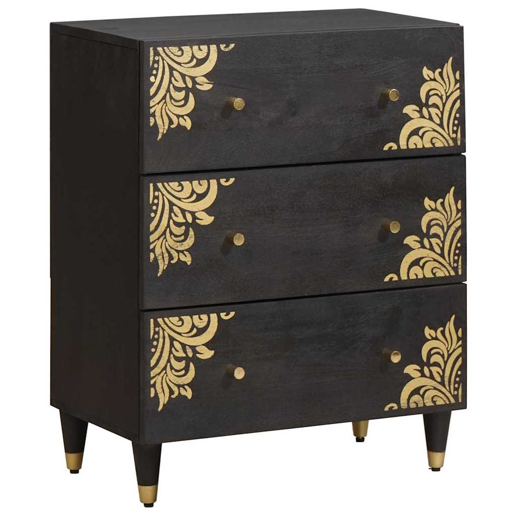Buffet 2 pc 60 x 33 x 75 cm Bois de mangue massif Noir