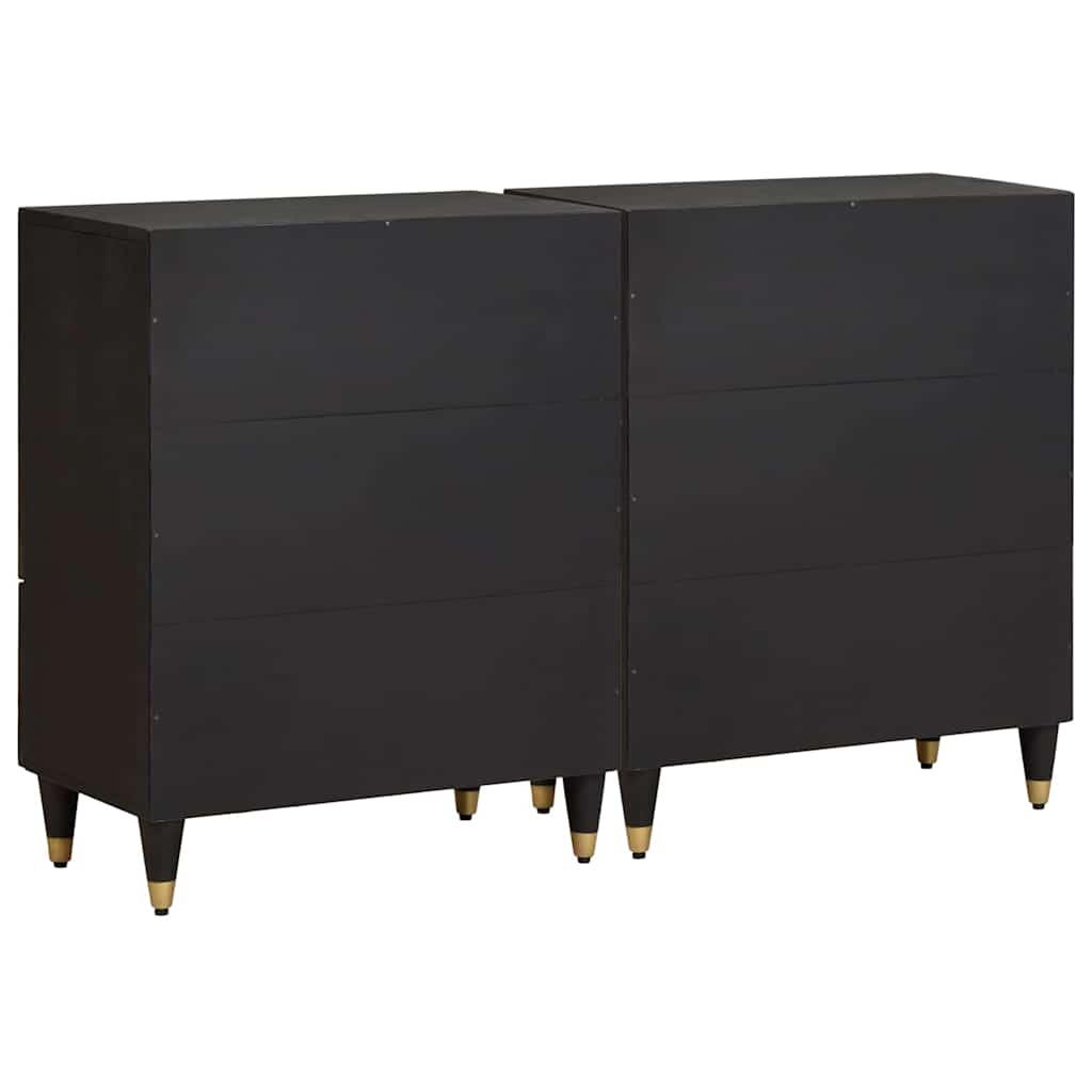 Buffet 2 pc 60 x 33 x 75 cm Bois de mangue massif Noir