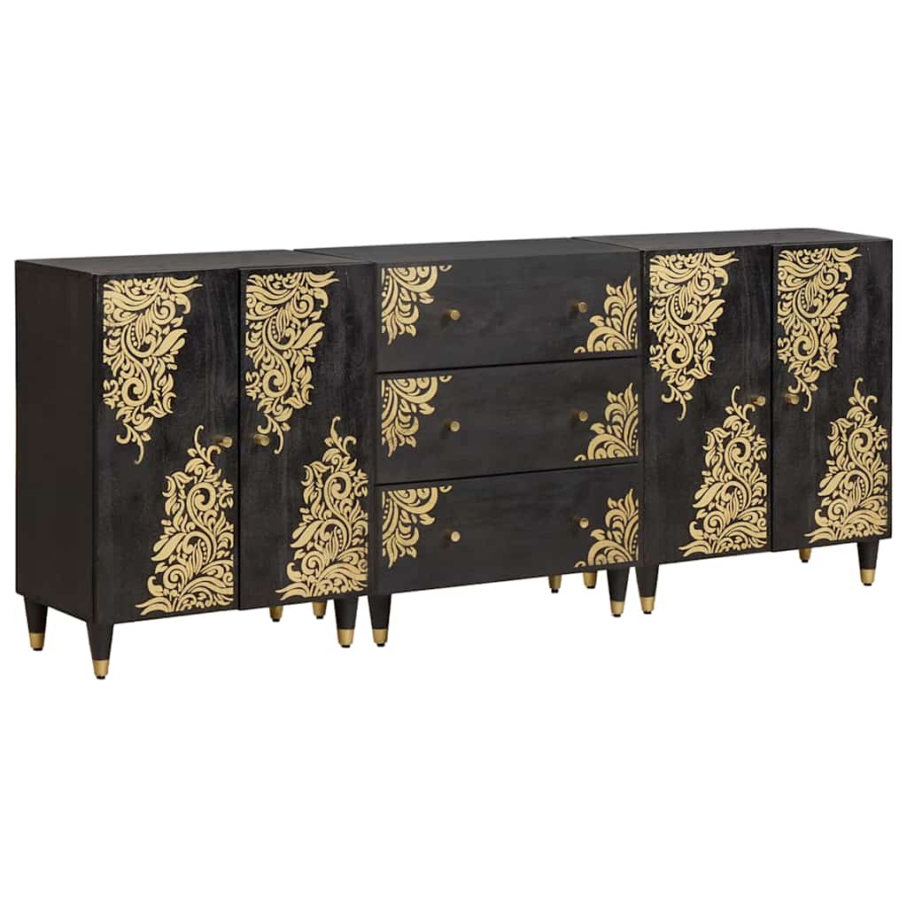Ensemble de Meubles de Salle de Bain 3 pc 180 x 33 x 75 cm Noir