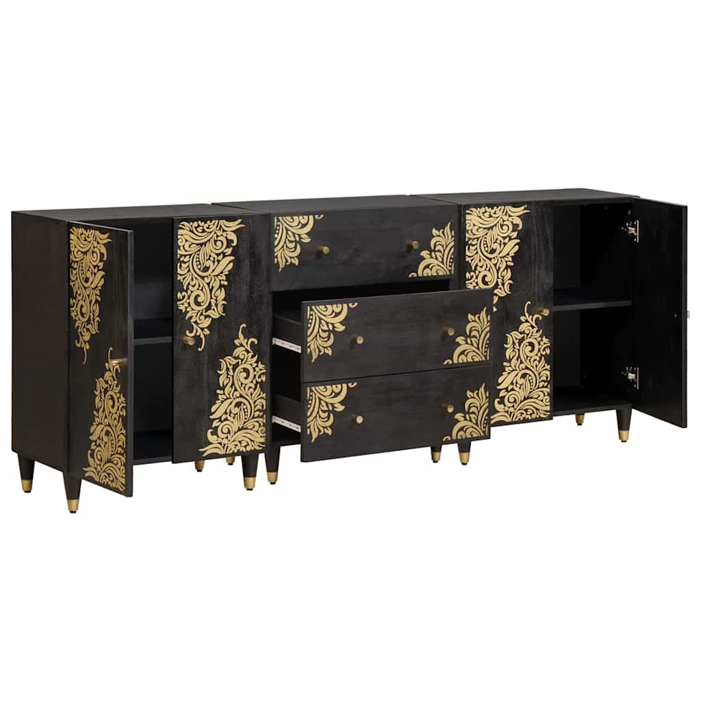 Ensemble de Meubles de Salle de Bain 3 pc 180 x 33 x 75 cm Noir