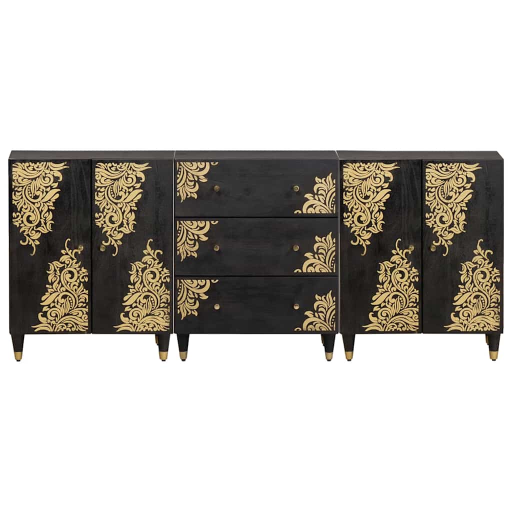 Ensemble de Meubles de Salle de Bain 3 pc 180 x 33 x 75 cm Noir