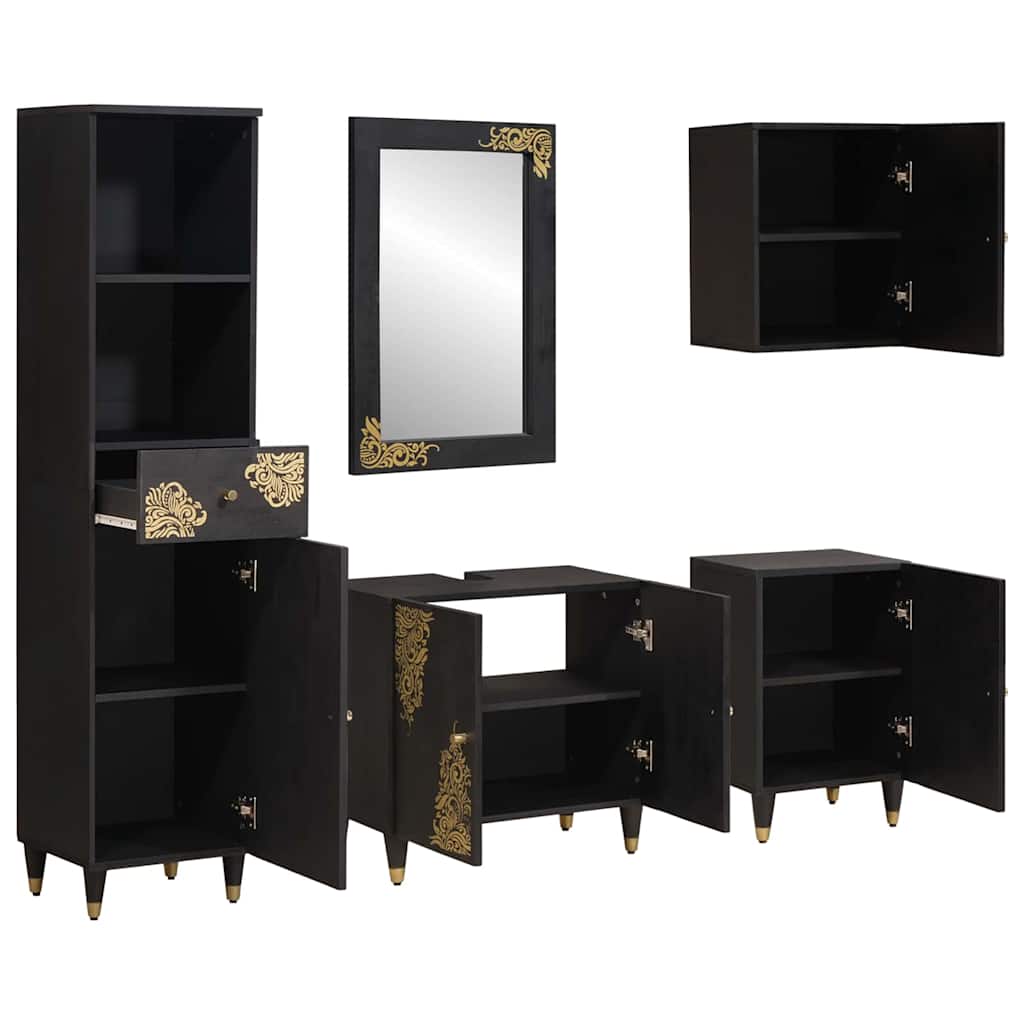 Ensemble de Meubles de Salle de Bain 5 pc Noir 62 x 33 x 58 cm