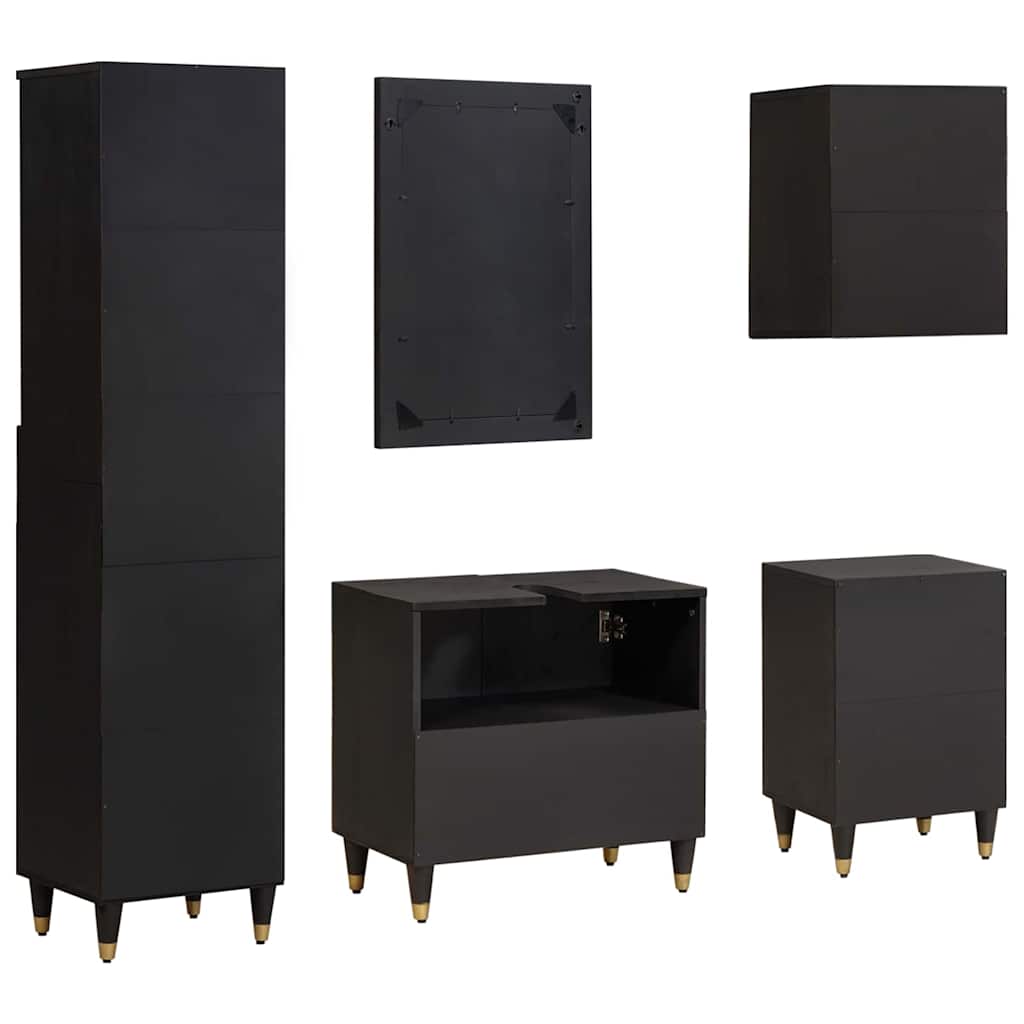 Ensemble de Meubles de Salle de Bain 5 pc Noir 62 x 33 x 58 cm