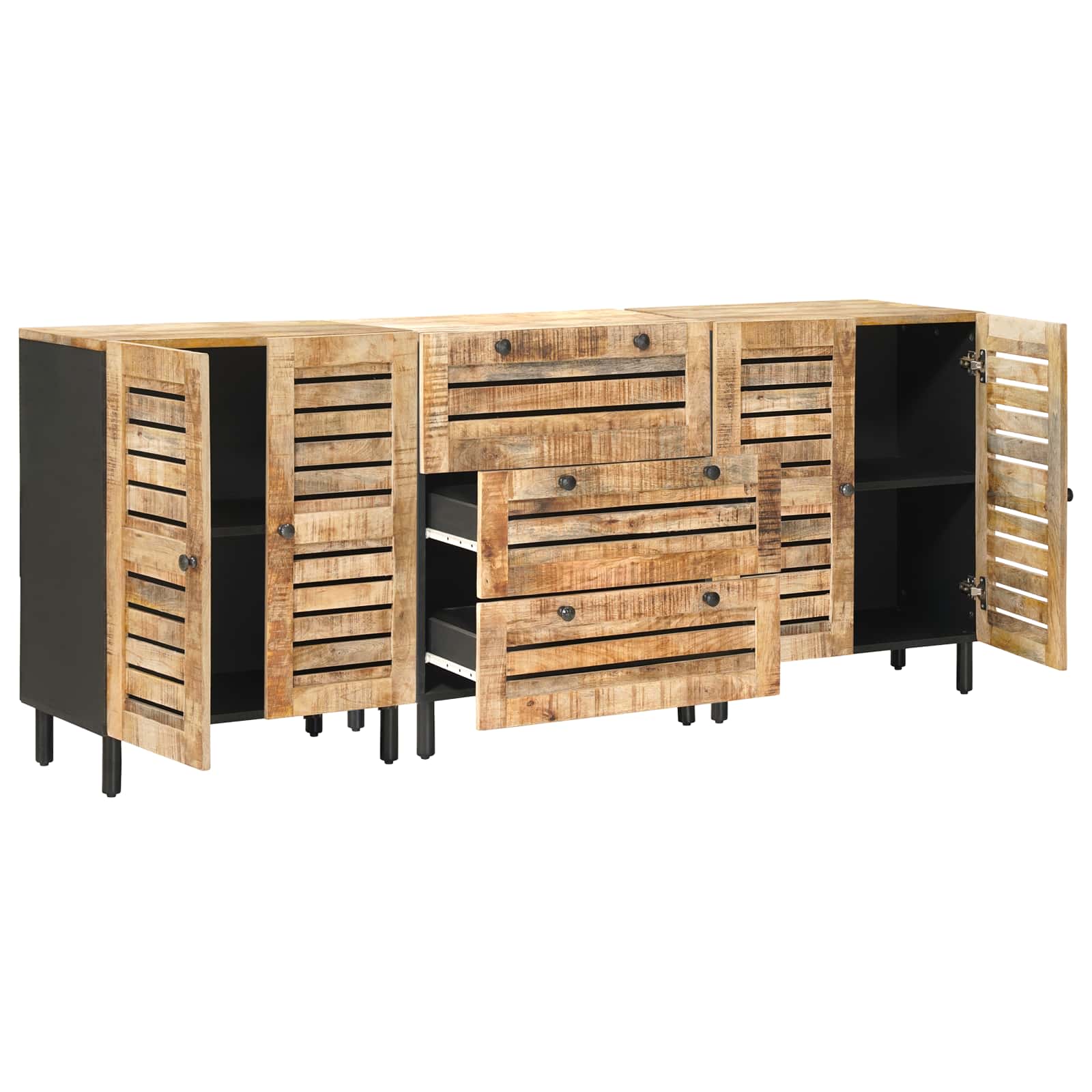 Armoires de rangement 3 pc 180 x 33 x 75 cm Naturel
