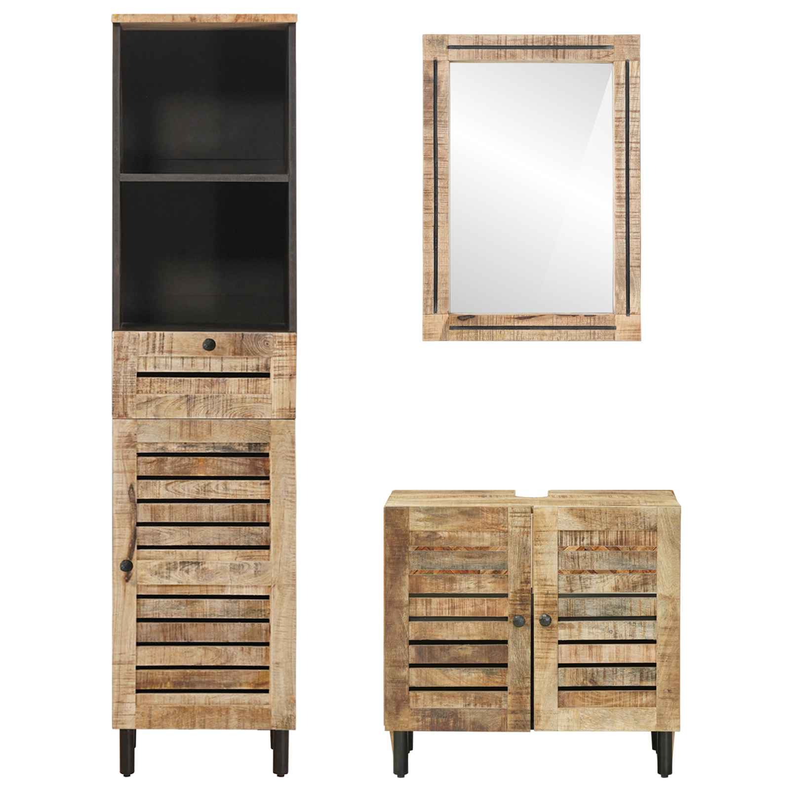 Ensemble de Meubles de Salle de Bain 3 pc Naturel
