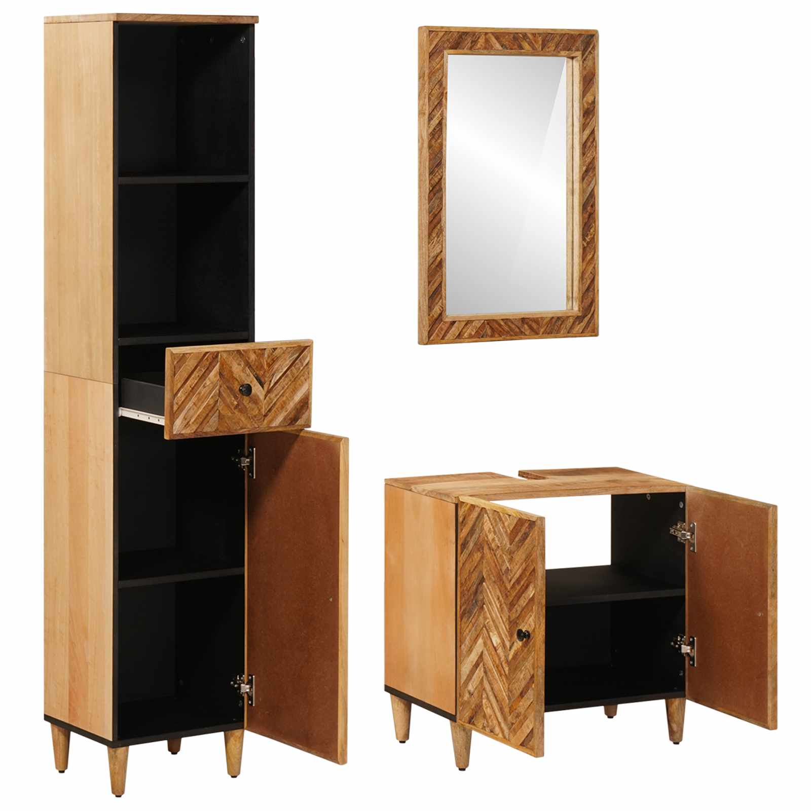 Ensemble de Meubles de Salle de Bain 3 pc 62 x 33 x 58 cm